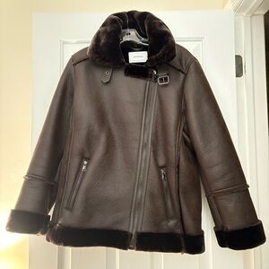 Stradivarius Chocolate Brown Shearling Coat